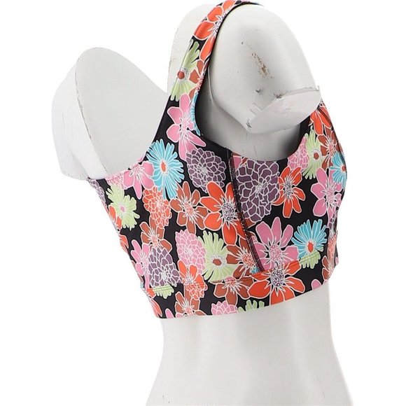 NWT WVVY BT FITTY BRITTTTY POWER ONE SHOULDER BRA BLACK FLORAL PRINT MEDIUM - Picture 6 of 12
